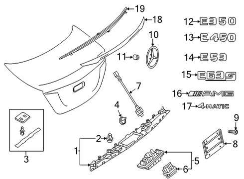 Mercedes-Benz 238-790-00-00-5644 REAR SPOILER ATTACHMENT 238-790-00-00-5644 Mercedes-Benz REAR SPOILER ATTACHMENT
