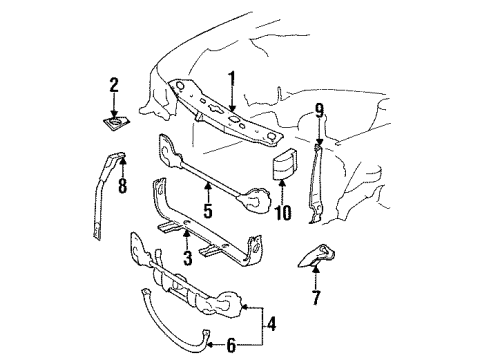 Mercedes-Benz 201-620-43-86 Radiator Support 201-620-43-86 Mercedes-Benz Radiator Support
