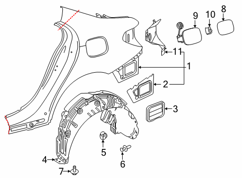Mercedes-Benz 177-630-83-02 TANK FILLER RECESS Mercedes-Benz 177-630-83-02 TANK FILLER RECESS