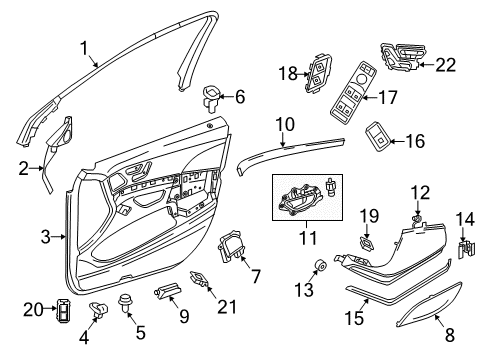 Mercedes-Benz 222-720-01-89-65-7N07 SWITCH MOLDING