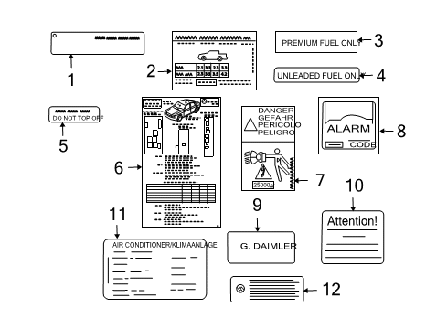 Mercedes-Benz 209-584-12-17 Emission Label Mercedes-Benz 209-584-12-17 Emission Label