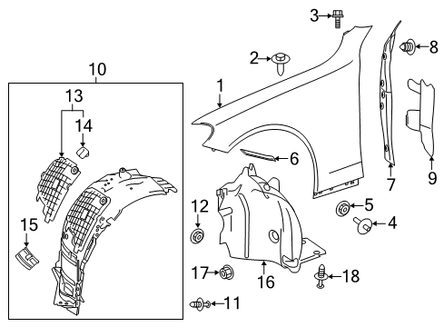 2019 Mercedes-Benz E53 AMG Fender & Components Diagram
