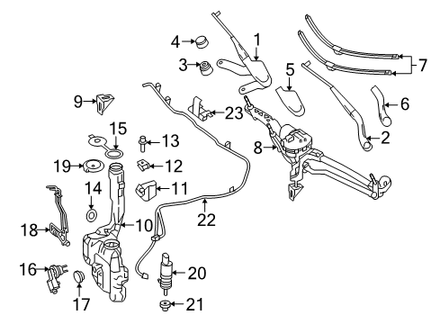 2011 Mercedes-Benz E350 Wiper & Washer Components Diagram