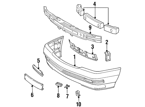 1991 Mercedes-Benz 300SL Bumper & Components - Front Diagram