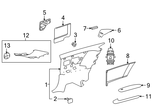 2009 Mercedes-Benz CL600 Interior Trim - Quarter Panels Diagram