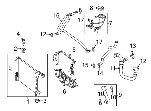 2013 Mercedes-Benz C63 AMG Radiator & Components Diagram