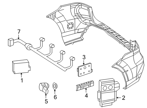2017 Mercedes-Benz GLE43 AMG Electrical Components - Rear Bumper Diagram