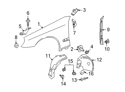 2011 Mercedes-Benz CLS63 AMG Fender & Components Diagram
