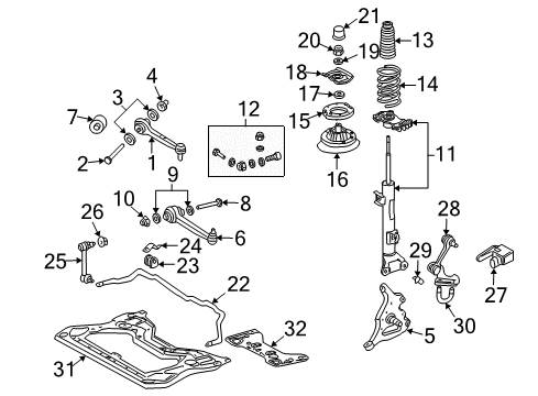 2003 Mercedes-Benz C320 Front Suspension Components Diagram