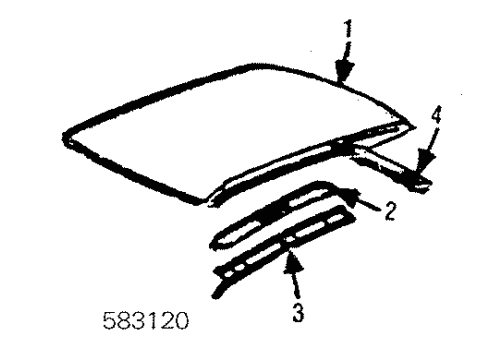 1984 Mercedes-Benz 500SEC Roof & Back Glass Diagram