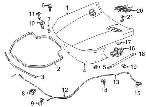 2016 Mercedes-Benz SL550 Hood & Components Diagram