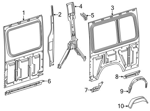2014 Mercedes-Benz Sprinter 2500 Inner Structure & Rails - Side Panel Diagram