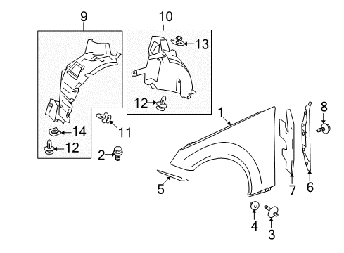 2012 Mercedes-Benz E550 Fender & Components Diagram