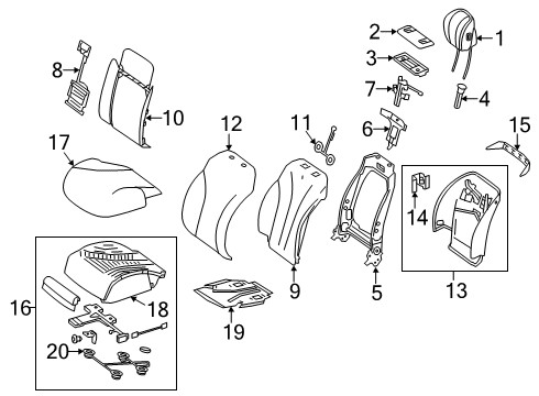 2020 Mercedes-Benz S560 Passenger Seat Components Diagram
