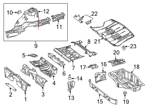 2018 Mercedes-Benz S63 AMG Rear Floor & Rails Diagram