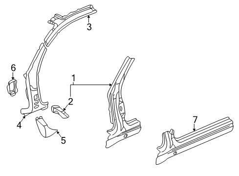 1999 Mercedes-Benz CLK430 Hinge Pillar Diagram 2