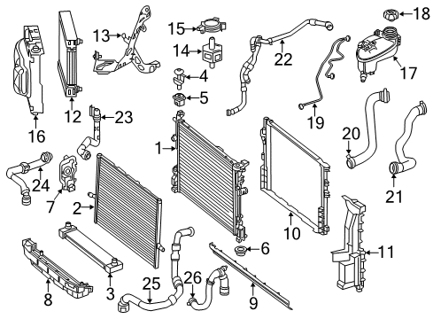 2015 Mercedes-Benz GLA45 AMG Radiator & Components Diagram