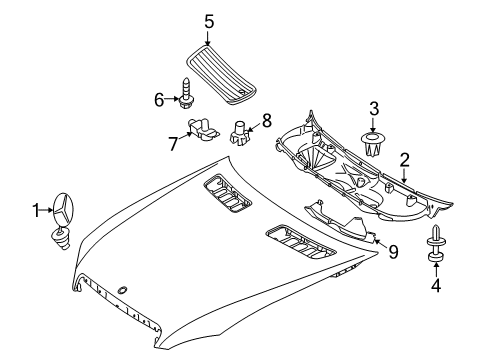 2011 Mercedes-Benz S400 Exterior Trim - Hood Diagram