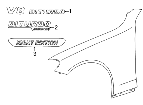 2023 Mercedes-Benz C300 Exterior Trim - Fender Diagram