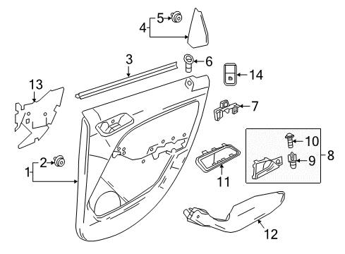 2017 Mercedes-Benz B250e Interior Trim - Rear Door Diagram