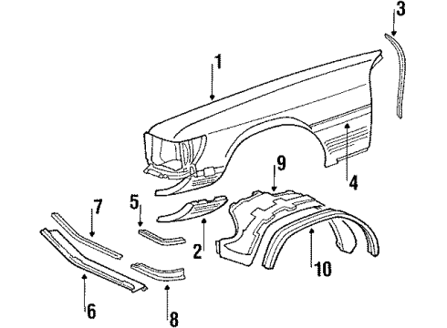 1987 Mercedes-Benz 560SL Fender & Components