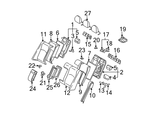 2003 Mercedes-Benz E500 Rear Seat Components