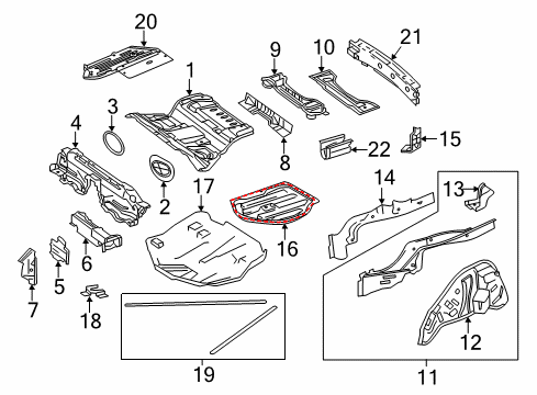 2016 Mercedes-Benz E400 Rear Floor & Rails Diagram