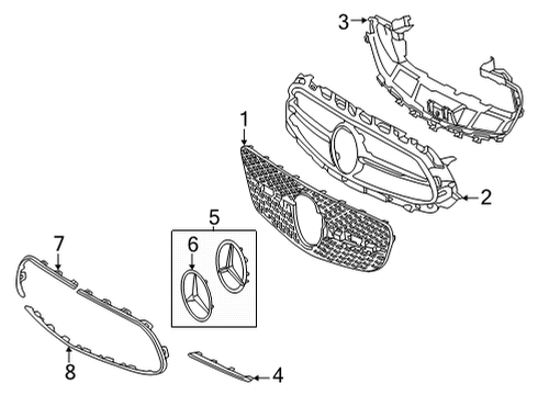 2023 Mercedes-Benz E450 Grille & Components Diagram