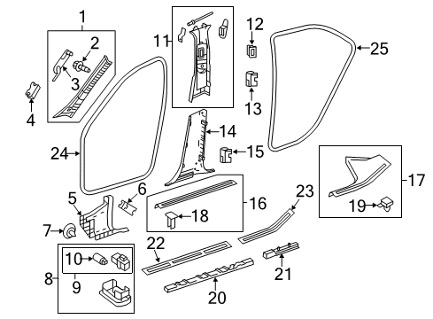 2016 Mercedes-Benz E350 Interior Trim - Pillars Diagram