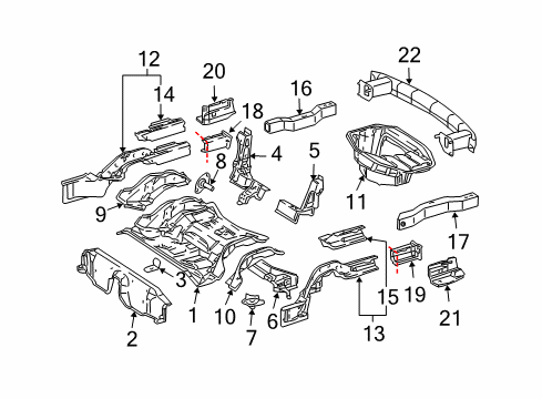 2003 Mercedes-Benz CLK320 Rear Floor & Rails Diagram 2