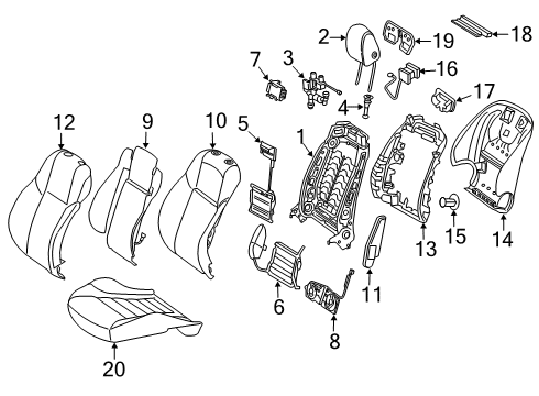 2023 Mercedes-Benz CLS450 Passenger Seat Components Diagram