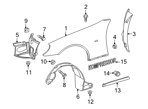 2001 Mercedes-Benz SLK320 Exterior Trim - Fender Diagram