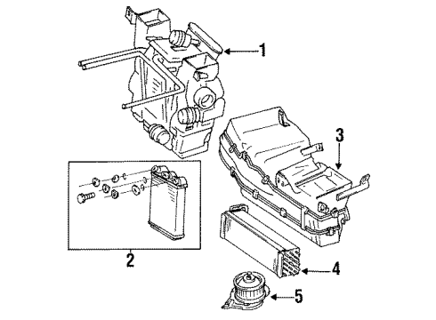 1985 Mercedes-Benz 300CD A/C Evaporator & Heater Components Diagram