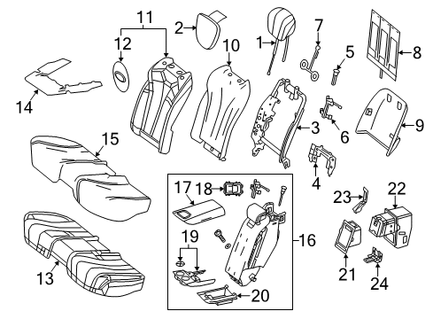 2018 Mercedes-Benz S450 Rear Seat Components Diagram