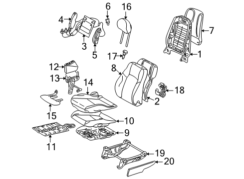 2005 Mercedes-Benz G500 Lumbar Support Diagram for 203-910-06-75