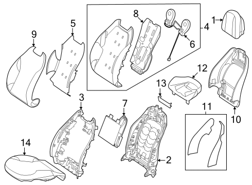 2025 Mercedes-Benz EQE 500 Passenger Seat Components Diagram