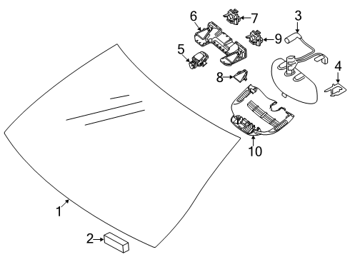 2019 Mercedes-Benz S560 Glass - Windshield Diagram