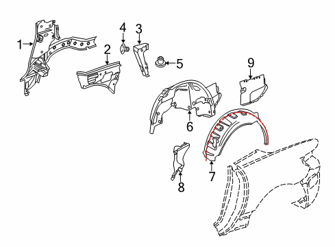 2020 Mercedes-Benz SLC300 Inner Structure - Quarter Panel Diagram