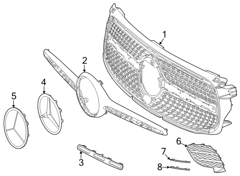 2023 Mercedes-Benz GLB250 Grille & Components Diagram 2