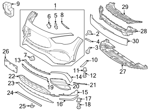 2023 Mercedes-Benz GLA45 AMG Grille Assembly Cap Diagram for 231-884-00-74
