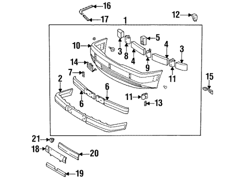 1987 Mercedes-Benz 300TD Bumper & Components - Front Diagram