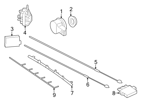 2025 Mercedes-Benz EQS 450 SUV Electrical Components - Rear Bumper Diagram