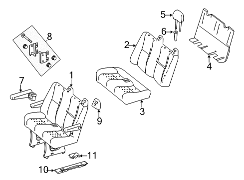 2010 Mercedes-Benz Sprinter 2500 Rear Seat Components Diagram 3