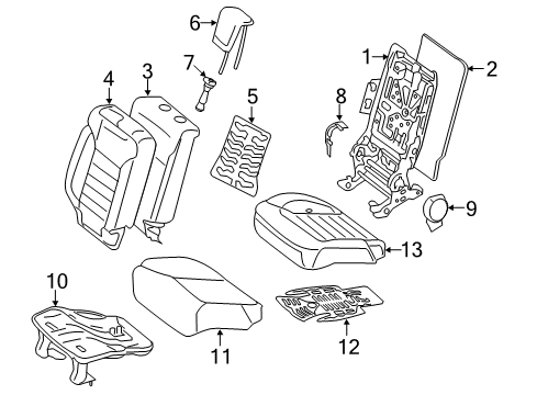 2017 Mercedes-Benz GLE43 AMG Rear Seat Components Diagram