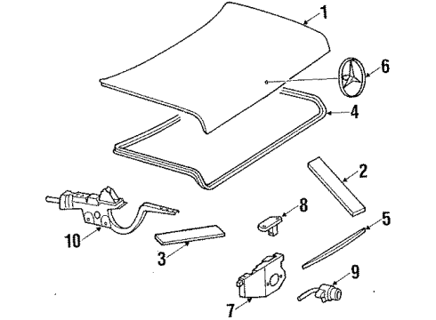 1986 Mercedes-Benz 420SEL Trunk Lid & Components Diagram