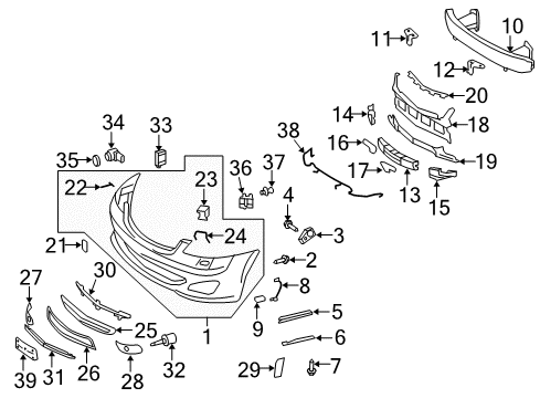 2007 Mercedes-Benz S550 Bumper & Components - Front Diagram