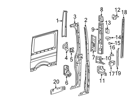 2010 Mercedes-Benz Sprinter 3500 C-PILLAR Diagram for 906-630-13-13