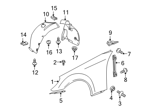 2007 Mercedes-Benz SLK55 AMG Fender Liner Diagram for 171-690-02-30