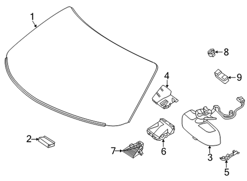2019 Mercedes-Benz AMG GT C Glass - Windshield Diagram