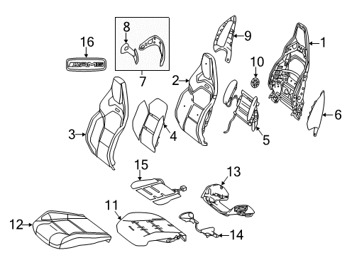 2014 Mercedes-Benz CLA250 Driver Seat Components Diagram